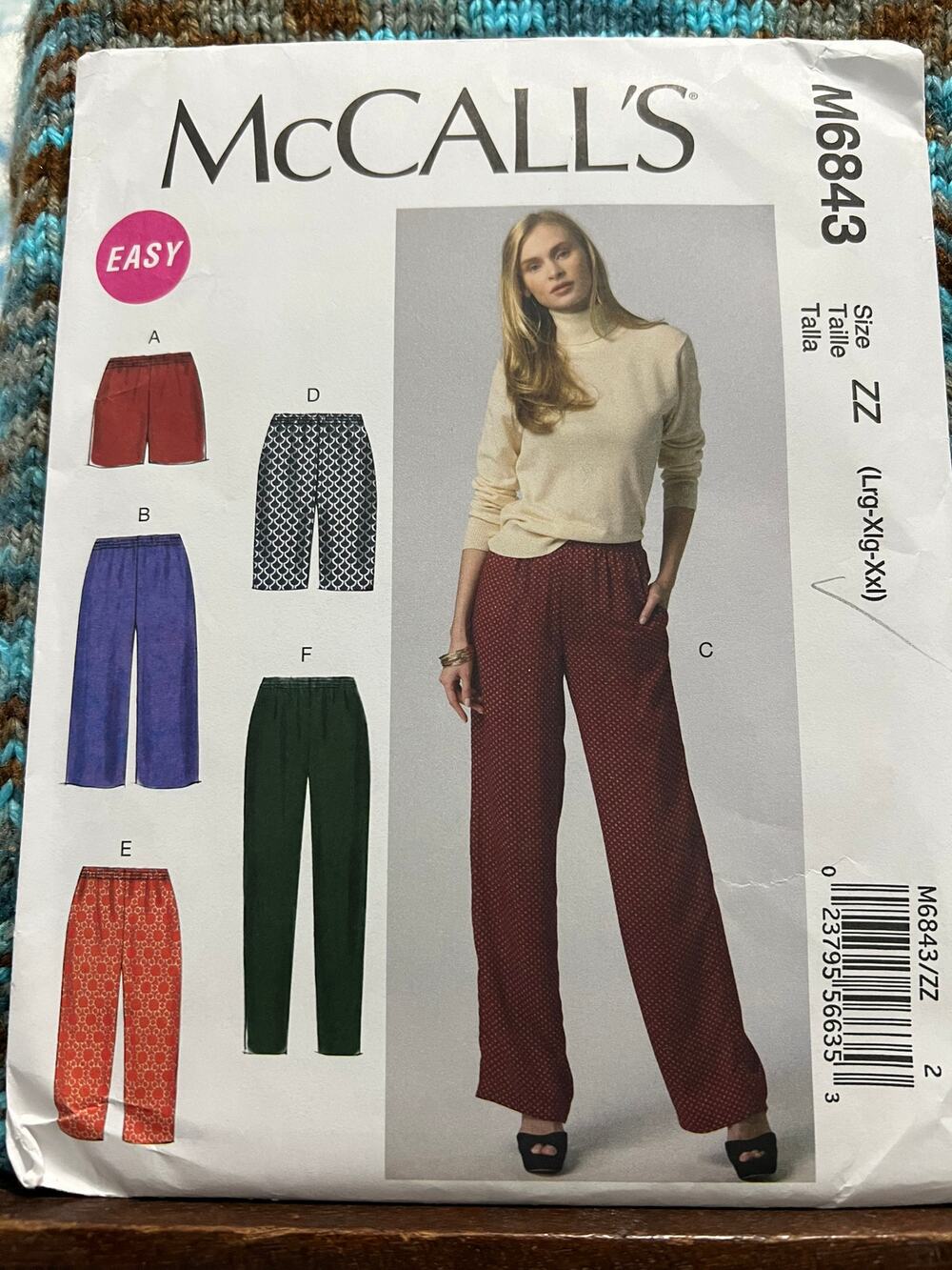 McCalls 6843 Sewing pattern pants shorts size L XL XXL